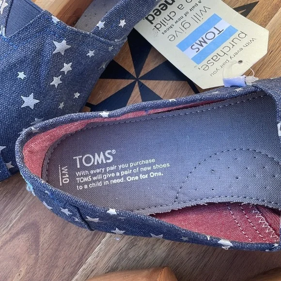 TOMS Wmn Classic Navy Stars Size 10 - Picture 7 of 9